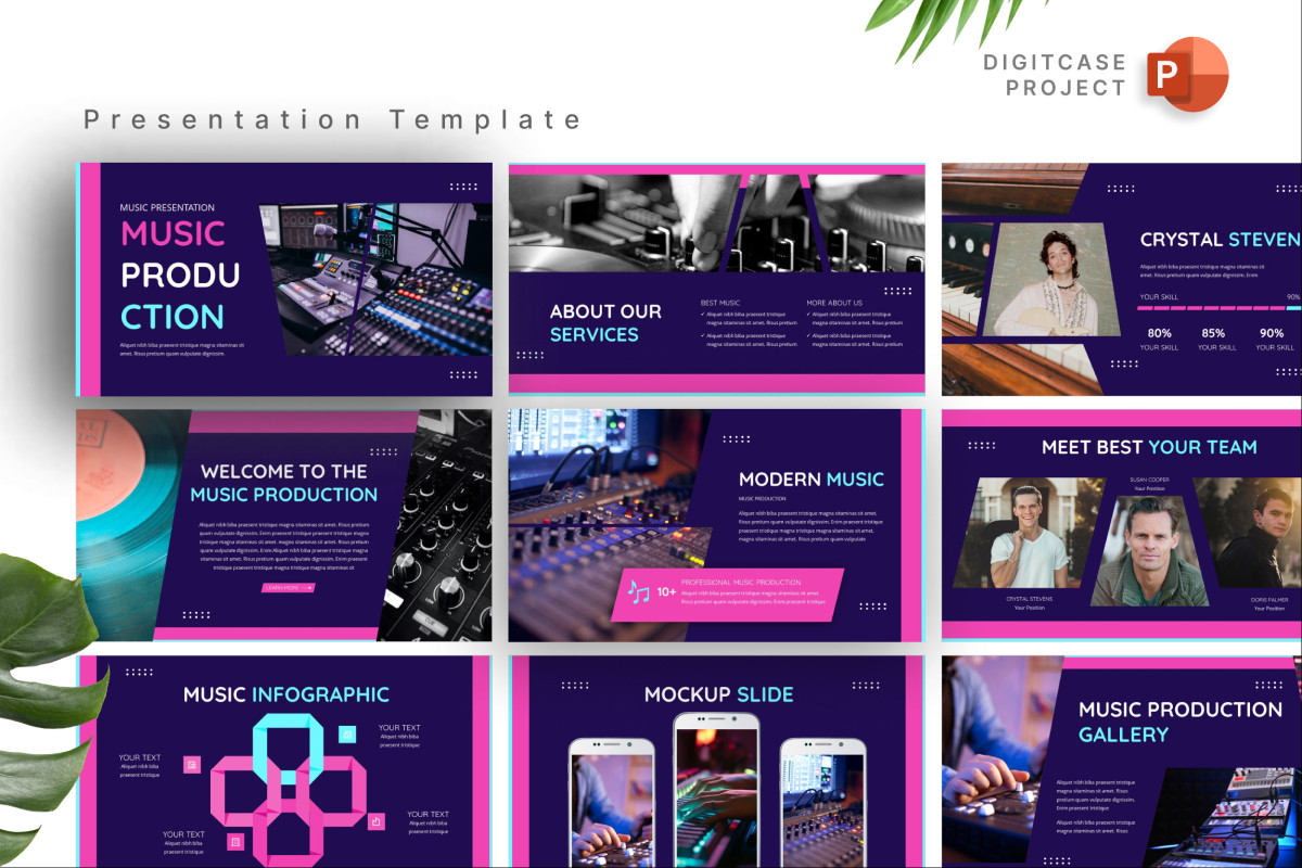 Grunge Music Production Powerpoint Template Nulivo Market